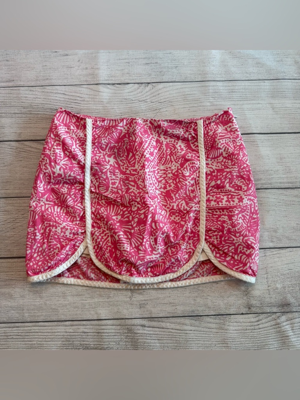Lilly Pulitzer Hot Pink Printed Scallop-Trim Mini Skirt